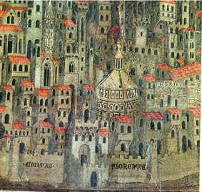 Detail of a fresco depicting Florence about the mid-1300s